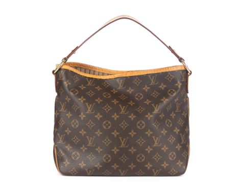 Louis Vuitton, a monogram Delightful PM hobo handbag, featuring tan leather trim and flat leather top handle, gold-tone hardw
