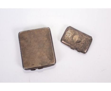 A pair of sterling silver cigarette cases. The larger measuring approximately 10.3cm x 8.6cm x 1.2cm, 129.8 grams approximate