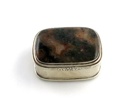 A Victorian Scottish silver-mounted agate snuff box, by James Nasmyth &amp; Co, Edinburgh 1850, rounded rectangular form, eng