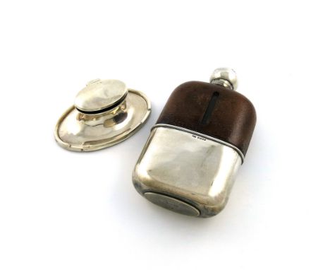 A Victorian silver-mounted glass hip flask, by James Dixon and Sons, Sheffield 1885, rounded rectangular form, glass body, le