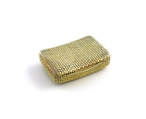 A George III silver-gilt snuff box, by Matthew Linwood, Birmingham 1809, shaped rectangular form, the body with chased foliat