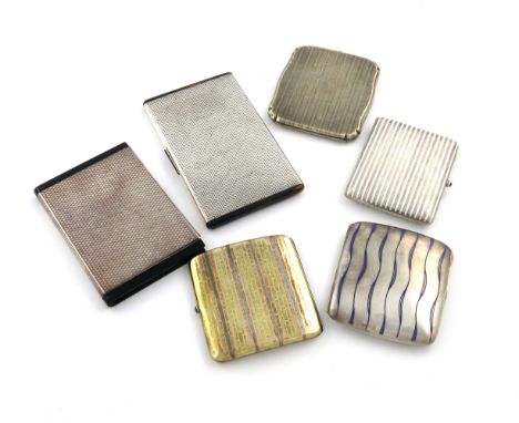 λA collection of six silver cigarette cases, comprising: one by Alfred Dunhill, with import marks for London 1936 rectangular