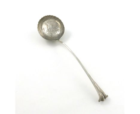 A George III silver Onslow pattern punch ladle, by Thomas Chawner, London possibly 1765, the circular bowl with chased foliat