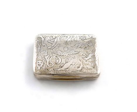 A George III silver vinaigrette, by Samuel Pemberton, Birmingham 1805, rectangular form, decorated in the Egyptian manner on 
