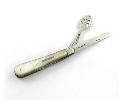 An Edwardian silver pattern fruit knife and orange peeler, by William Needham, Sheffield 1903, stamped 'PATENT Orange Peeler'