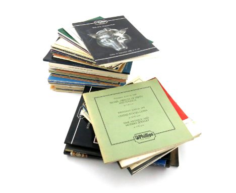 A collection of  Bonhams and Phillips silver catalogues, various locations, and other catalogues. (qty) (two boxes)