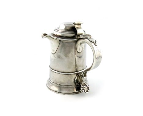 A George II provincial silver later spouted tankard, by Isaac Cookson, Newcastle 1747, the later spout with London Assay Offi