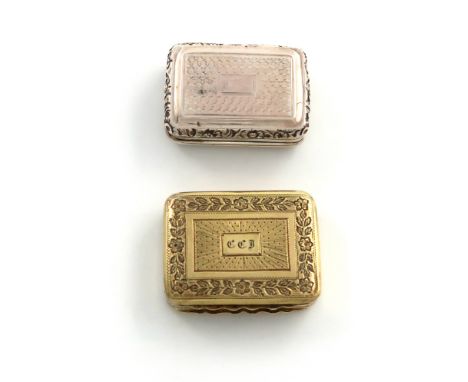 A George III silver-gilt vinaigrette, by Matthew Linwood, Birmingham 1818, rectangular form, the cover with engraved radiatin