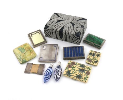 A mixed lot, comprising silver items: an Austrian cigarette case, by G.A Scheid, rectangular form, enamelled front with a fol