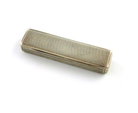 A George III silver toothpick box, by John Linnit and William Atkinson, London 1811, rectangular form, engine-turned decorati