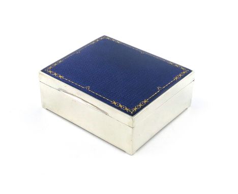 By Marius Hammer, a Norwegian silver and enamel cigarette box, Bergen circa 1920, rectangular form, the hinged cover with a d