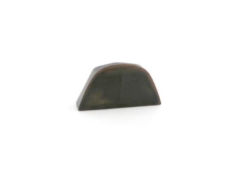 A 19th century French horn snuff box, modelled as Napoleon's bicorn hat, with an inlaid bone rosette, the hinged cover with N