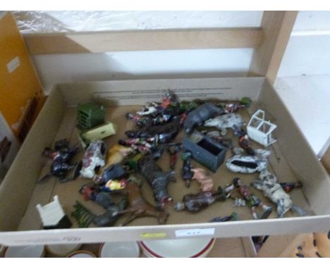 Box of various die cast lead toys, play worn condition