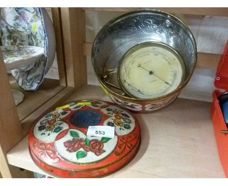 W Nunn &amp; Co, London combination brass cased barometer and thermometer (a/f)