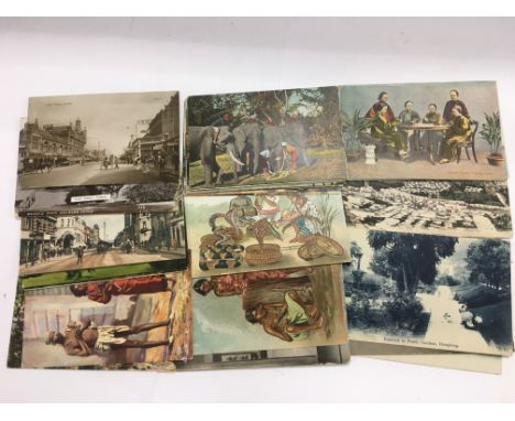 A collection of vintage world postcards.