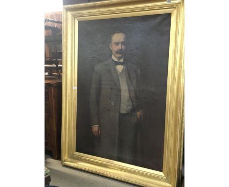 A large three quarter length portrait of a late Victorian Gentleman in a gilt frame. Signed by the artist George Hall Neale (