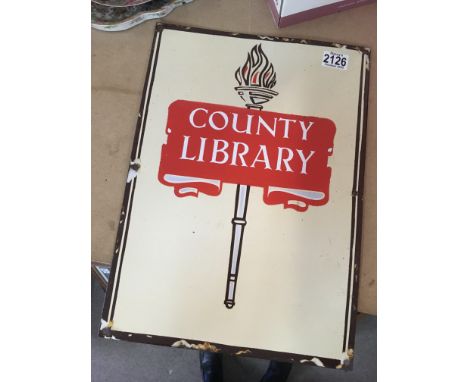 A enamel sign country library. 46 cm x 32 cm .