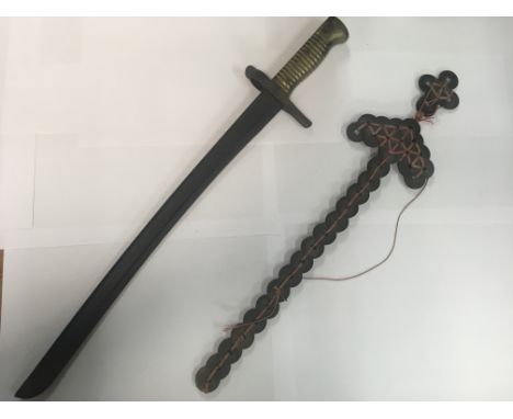 WWI bayonet with brass handle and an old Chinese coin sword circa 1900