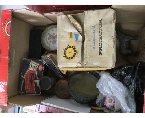 A box of various items including a novelty nutcracker, vintage hair clippers etc. NO RESERVE