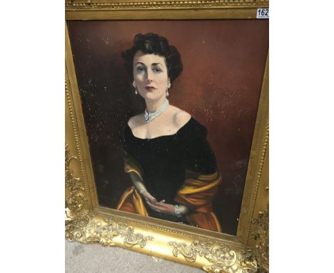 A framed oil painting on boarded Elegance a portrait of a refined lady signed by the artist WC Glover 1950-1968 active. the r
