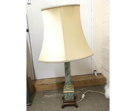 A green simulated marble porcelain table lamp NO RESERVE