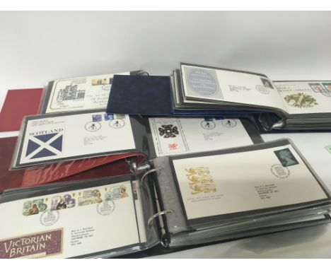 A collection of albums of first day covers.