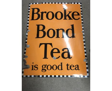 Good size vintage Brooke Bond Tea is good Teaâ€ enamelled sign