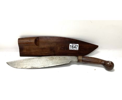 A Machete and sheath carved to the sheath Cocos 1947, (1947 The Cocos-Keeling island, off the coast of Australia was cleared 