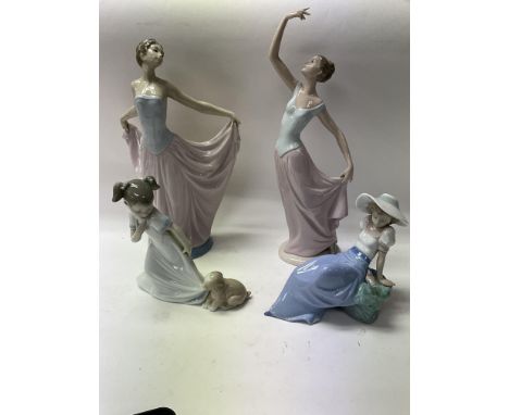 1 Lladro porcelain figure together with 3 NAO porcelain figurines all with boxes.