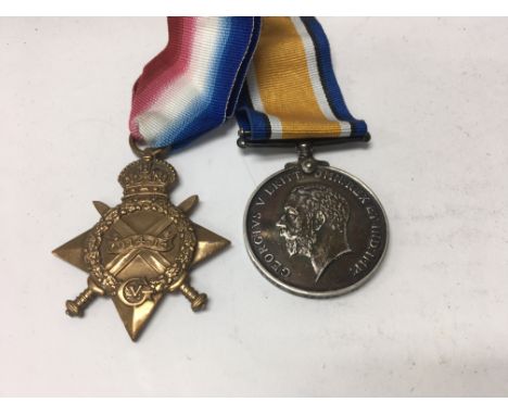 Two First World War medals 1914 - 1918 PTE G Ewen Yorkâ€™s , and 1914 - 1915 star Bell 1st infantry, Together with reproducti