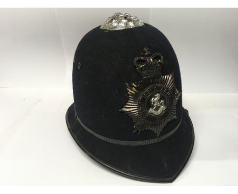 Vintage police helmet with Kent constabulary helmet plate