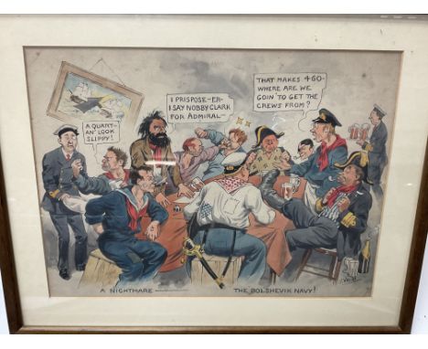 S Valda, Signed comical watercolour titled A Nightmare - The Bolshevik Navy together with An additional comical Watercolour t