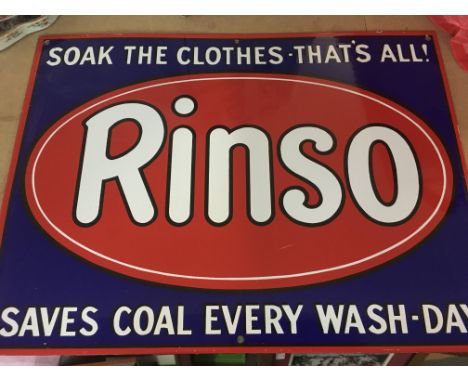 A enamel sign Rinso 50 cm by 38 cm .