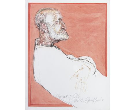 BRIAN BOURKE (B.1936)Portrait of O'M, St. Ives, 1987Mixed media, 65 x 50.5cmSigned, inscribed and dated (19)'87Provenance: Wi