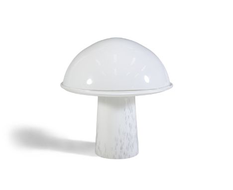 A large opaque glass mushroom shaped table lamp, Italy. 44 x 48 x 48cm.