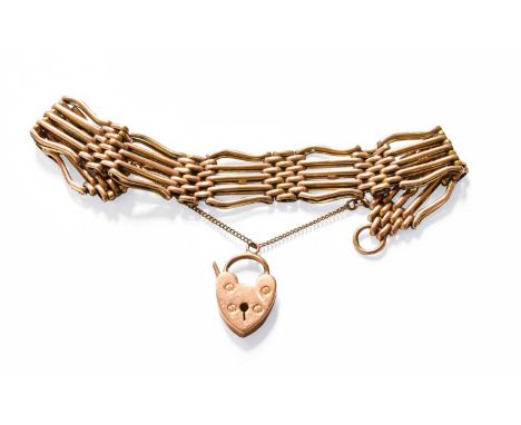 A Gate Link Bracelet, stamped '9CT', length 19.3cmGross weight 20.5 grams.
