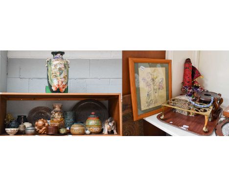 Asian Art, Ethnographica and Other Collectables, including Indian polychrome boxes, repousse metal chargers, beadwork, pietra