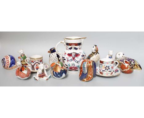 A Group of Royal Crown Derby Imari Paperweights, and some Royal Worcester itemsAll in good condition. Duck - Silver Stopper. 