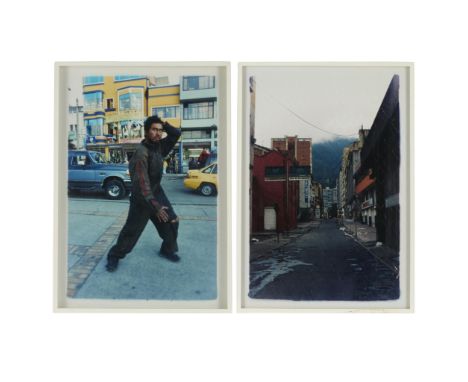 Jaime Avila (Colombian, b. 1966). Diptych of analog photographs with light installation titled "La Vida es una Paserela (Pica
