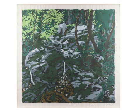 Neil Welliver (American, 1929-2005). Serigraph on paper print titled "Raymond's Stream (The Brook)," 1973. Pencil signed alon