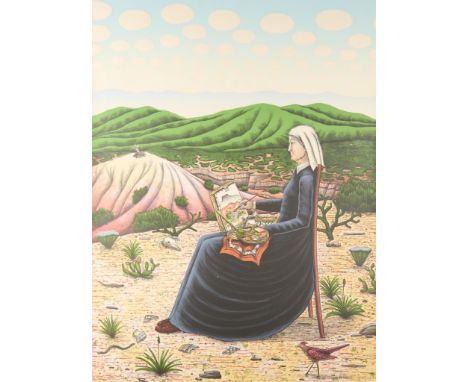 David Bradley (Chippewa, b. 1954). Lithograph on Arches paper titled "George O'Keefe." Pencil signed along the lower right; t