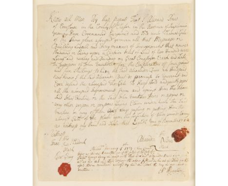 Double-sided historical document or letter signed by Founding Father Alexander Hamilton (1757-1804). His signature appears in