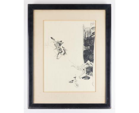 Joseph Clement Coll (American, 1881-1921). Lithograph on paper depicting a chase scene. A sign in the background reads "The G