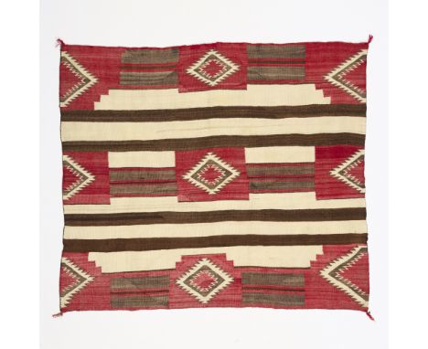 Vintage Navajo or Dine wool Chief's Blanket or wearing weaving featuring a Third Phase style pattern, late 19th century. The 