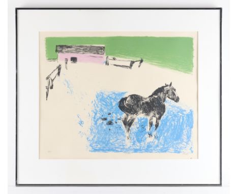 Cameron Booth (American, 1892-1980). Lithograph on paper titled "Winter" depicting one of Booth's iconic horses, 1964. Pencil