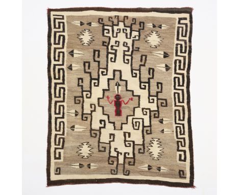 Early 20th century Navajo or Dine Native American wool rug weaving featuring a Klagetoh or Ganado-style pattern, ca. 1930s. T