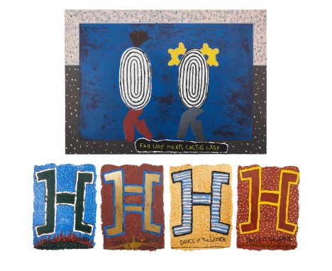 Harmony Hammond (American, b. 1944). Group of five prints. Includes the "Dance of the Ladder" suite, four color lithographs w