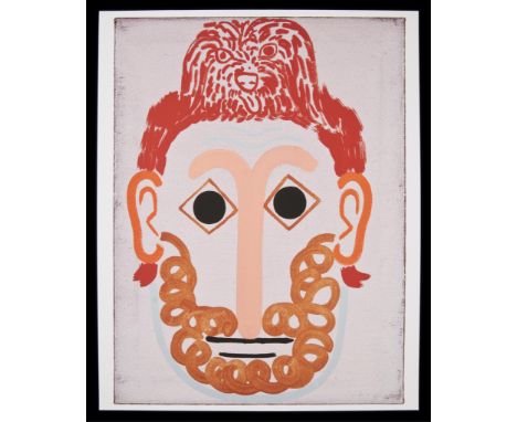 Joshua Abelow (American, b. 1976). Pigment on Hahnemuhle German etching paper titled "Self Portrait" depicting a portrait of 