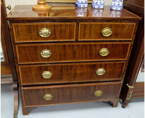 Georgian Inlaid Mahogany Chest of Drawers (2 short over 3 long), on bracket feet, 42”w