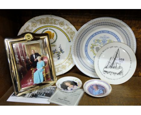 4 x Royal Memorabilia Plates – Marriage of the Prince of Wales, Lady Diana (Royal Tuscan, cert), Wedding of Princess Anne to 